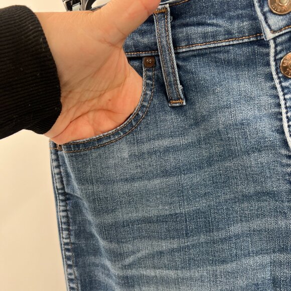 Madewell 10" High-Rise Skinny Jeans Chewed-Hem Edition exposed button fly 29 - Picture 8 of 16